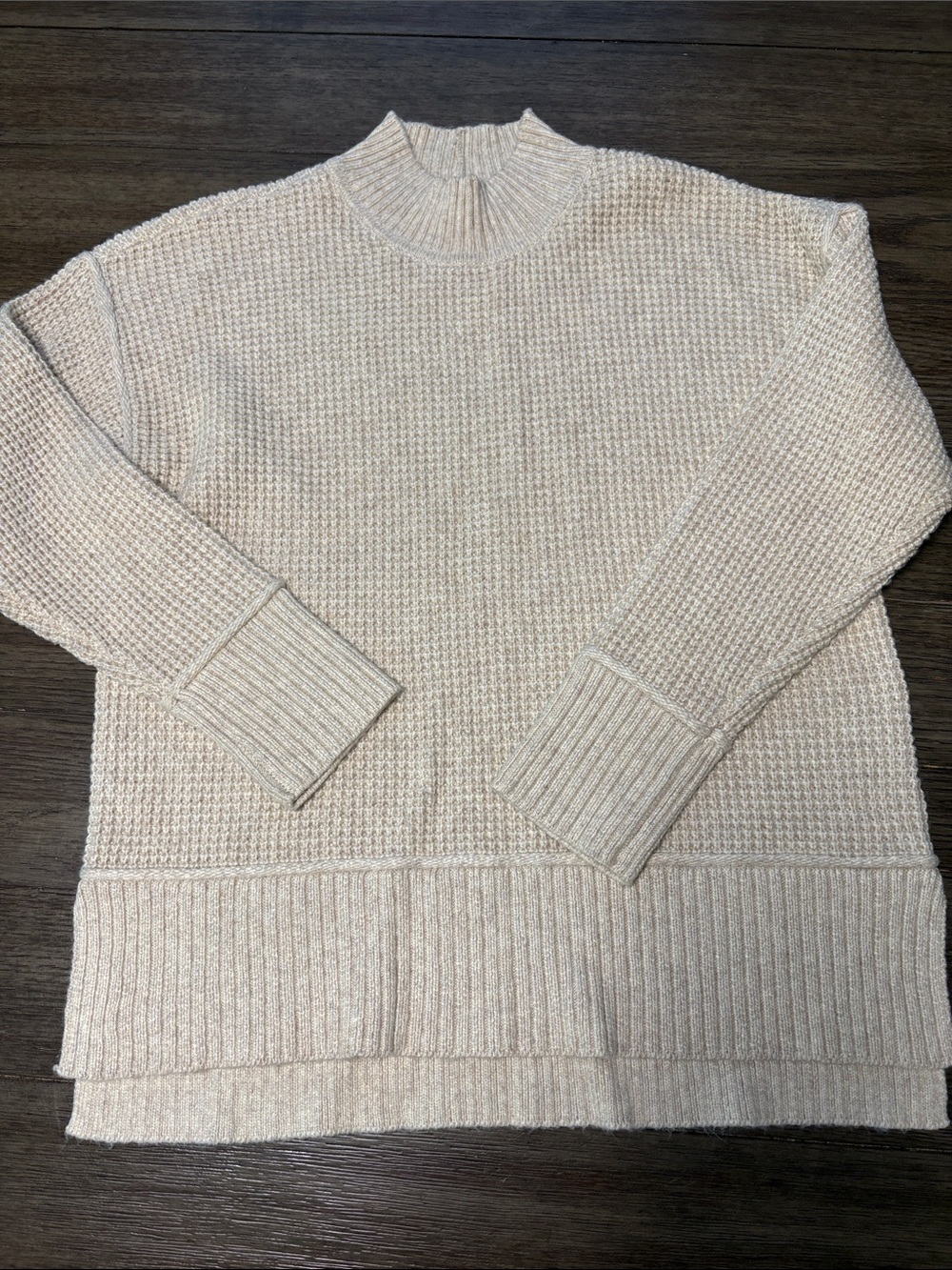 Wonderly Cream Waffle-Knit Mock Neck Sweater